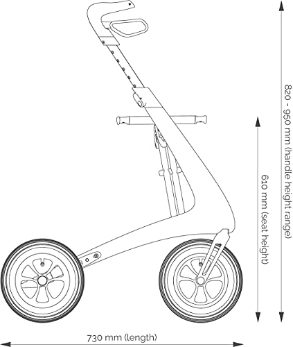 Carbon Overland All Terrain rollator with Big Pneumatic Wheels Foldable with seat Defender Green M7235