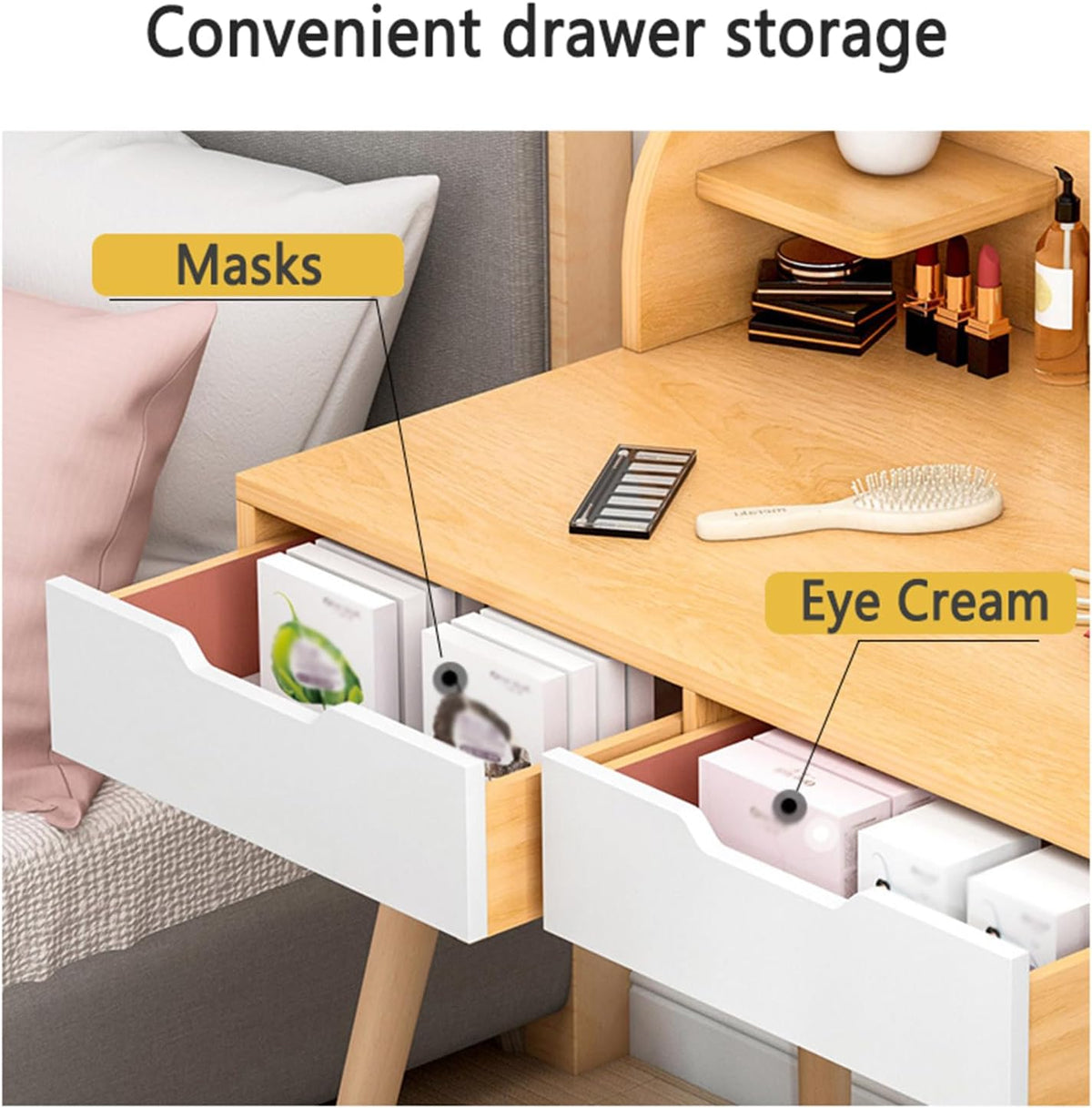 Makeup Vanity with Mirror and 2 Drawers N899853