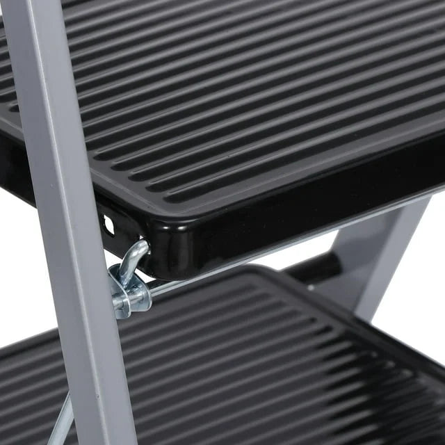3 Step Folding Step Stool 330lbs Capacity Silver T784