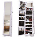 White Rotatable Jewelry Armoire with Full-length Mirror P355