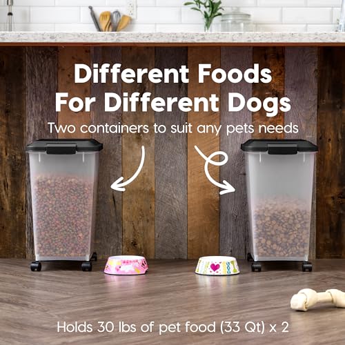 Dog Food Storage Container 2 Pack 30 lbs Airtight Clear Black K534880