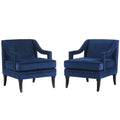 Set of 2 Blue Navy Velvet Accent Chair P8028