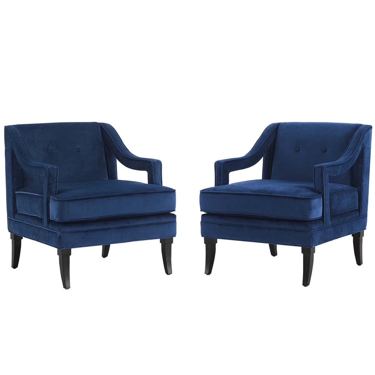 Set of 2 Blue Navy Velvet Accent Chair P8028