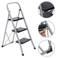 3 Step Folding Step Stool 330lbs Capacity Silver T784