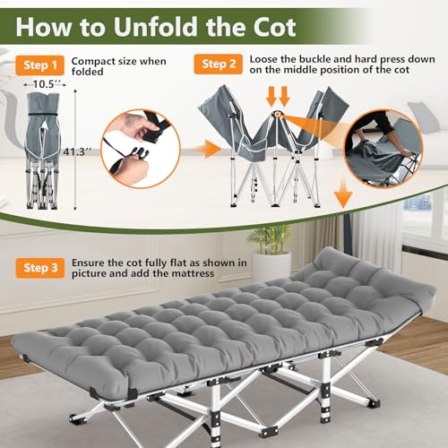 Black Folding Camping Cot with Carry Bag B9712
