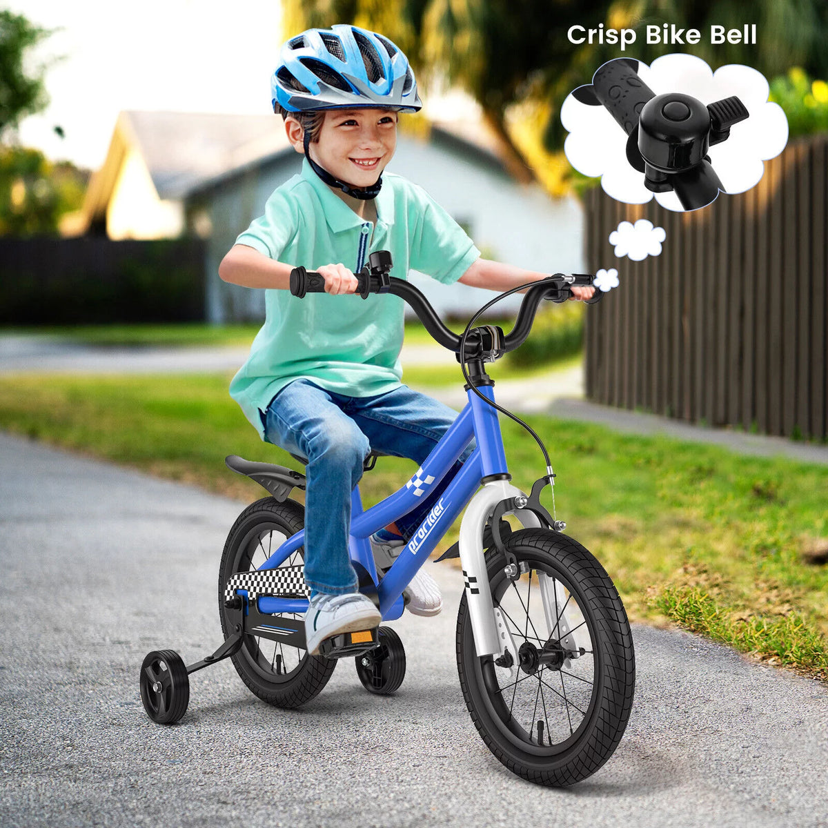 14 Kid's Bike with Training Wheels and Basket, Blue Q2255