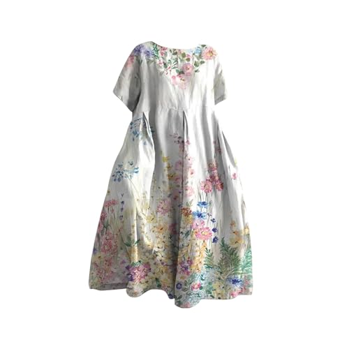 Womens Boho Floral Maxi Dresses Summer Casual Loose Oversized Long Dress Pockets J7266