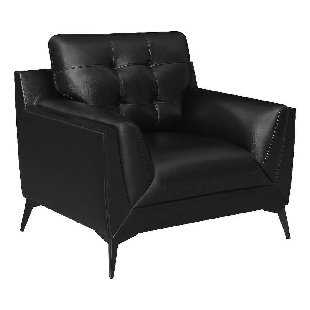 Modern Faux Leather Upholstered Turfed Chair in Black L465008