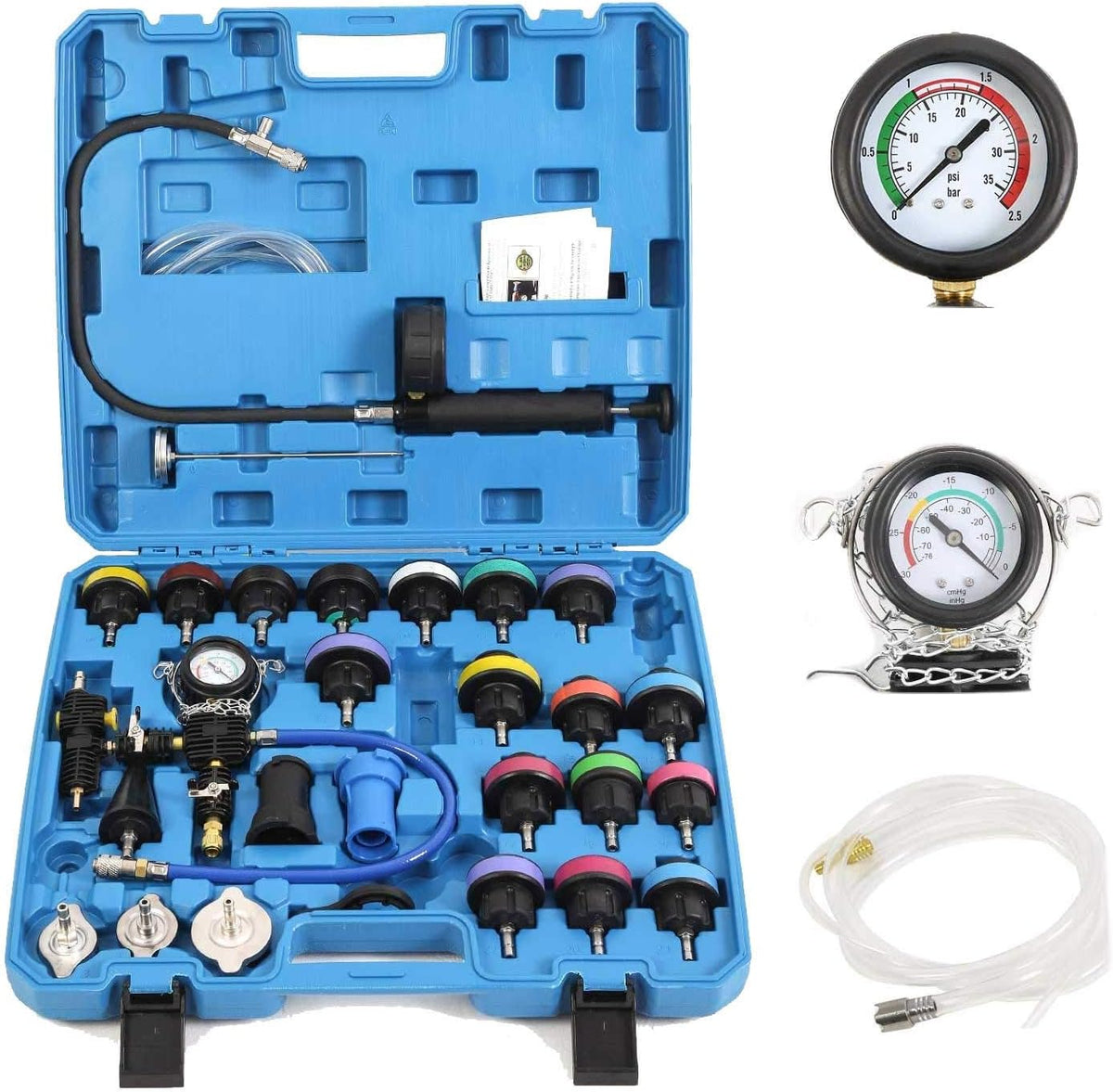 28-Piece Universal Radiator Pressure Tester Vacuum Type Cooling System Tool Kit with Carrying Case R24103