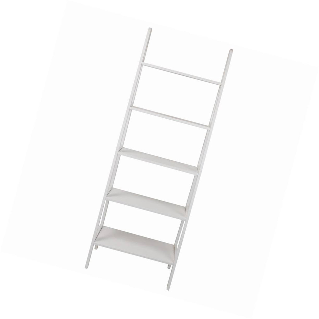 White 5-Shelf Ladder Bookcase F766