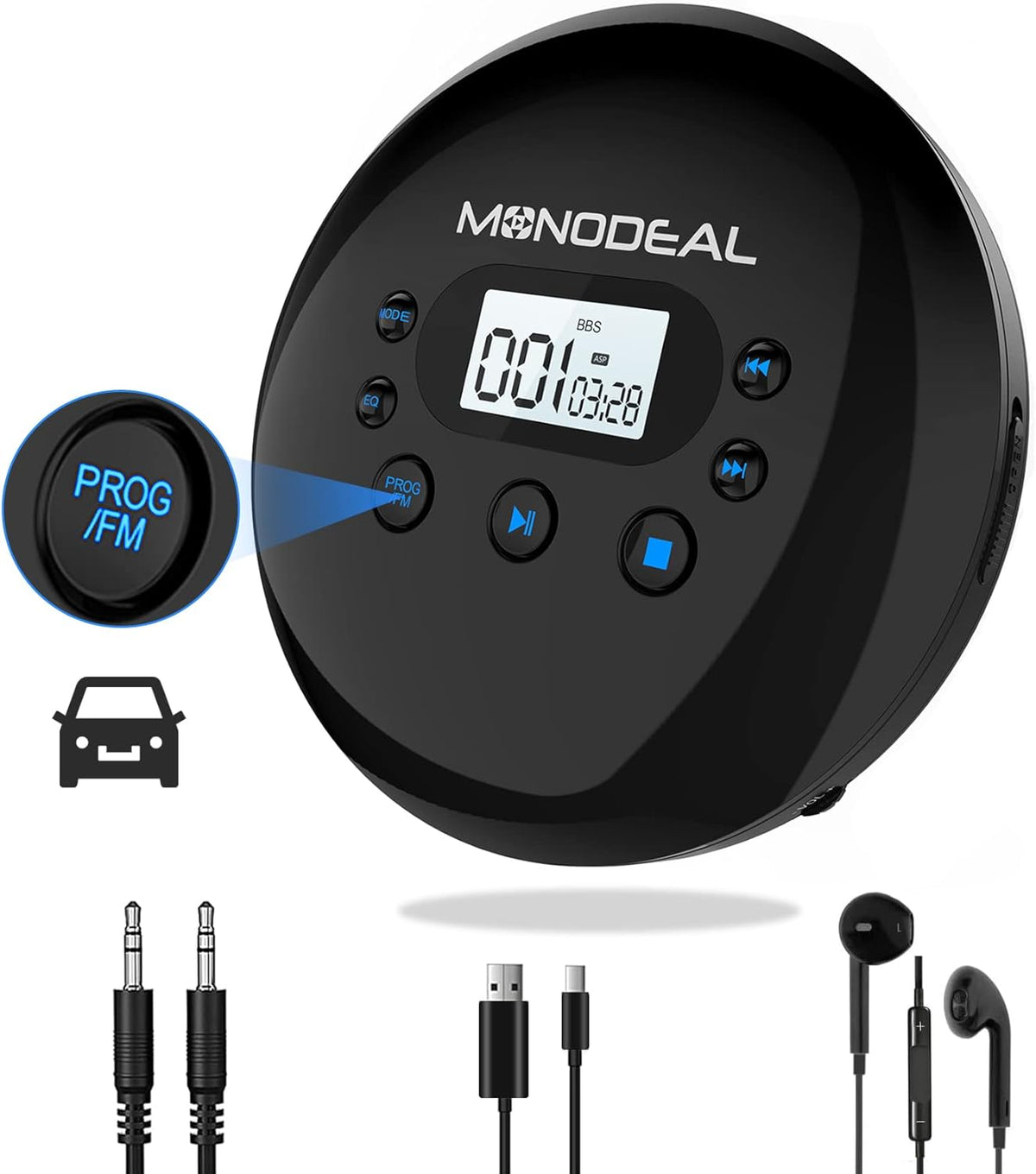 Portable CD Player with FM Transmitter E834383
