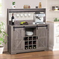 Grey Coffee Bar Cabinet with Sliding Barn Door and Adjustable Shelves Z9926