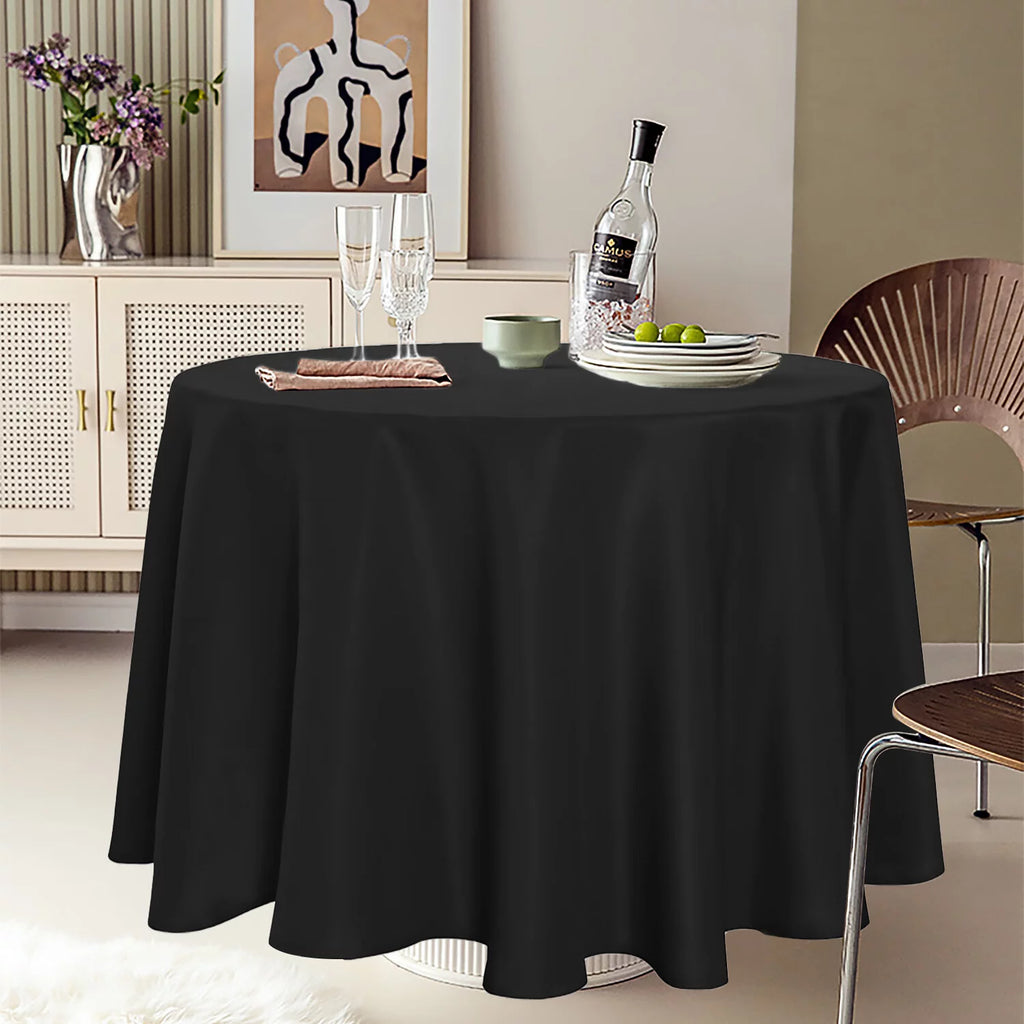 8 Pack Black 120 inch Round Polyester Table Cloth U8540