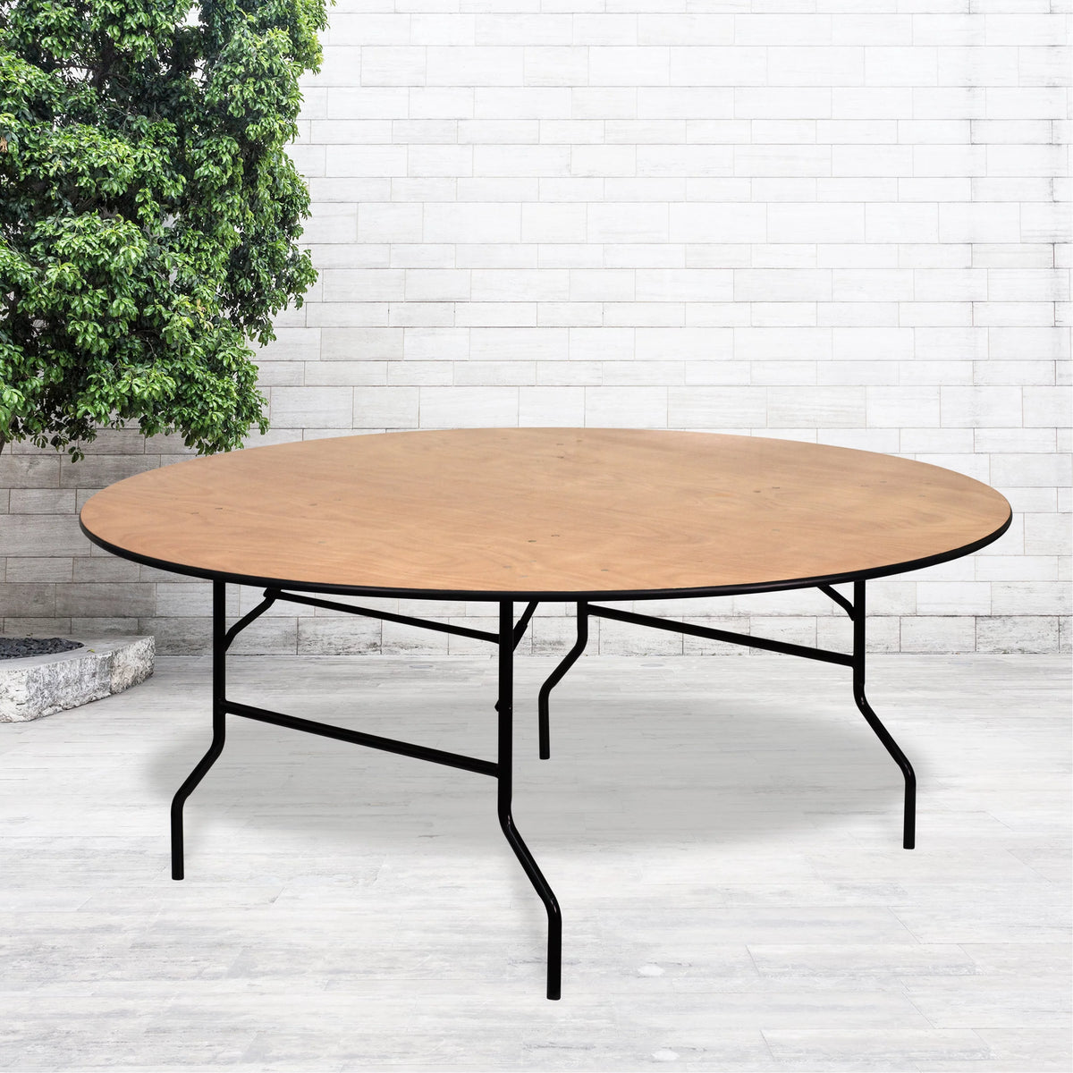 6-Foot Round Wood Folding Banquet Table V796861
