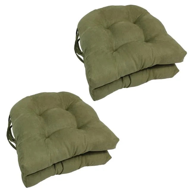 Sage Green Microsuede Tufted Chair Cushions Set of 4 Y697272