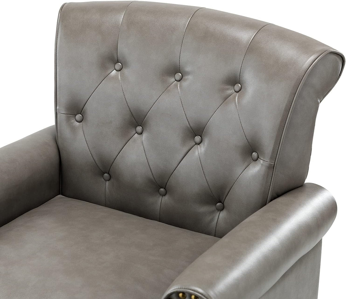 Black Faux Leather Accent Chair with Solid Wood Legs E8333