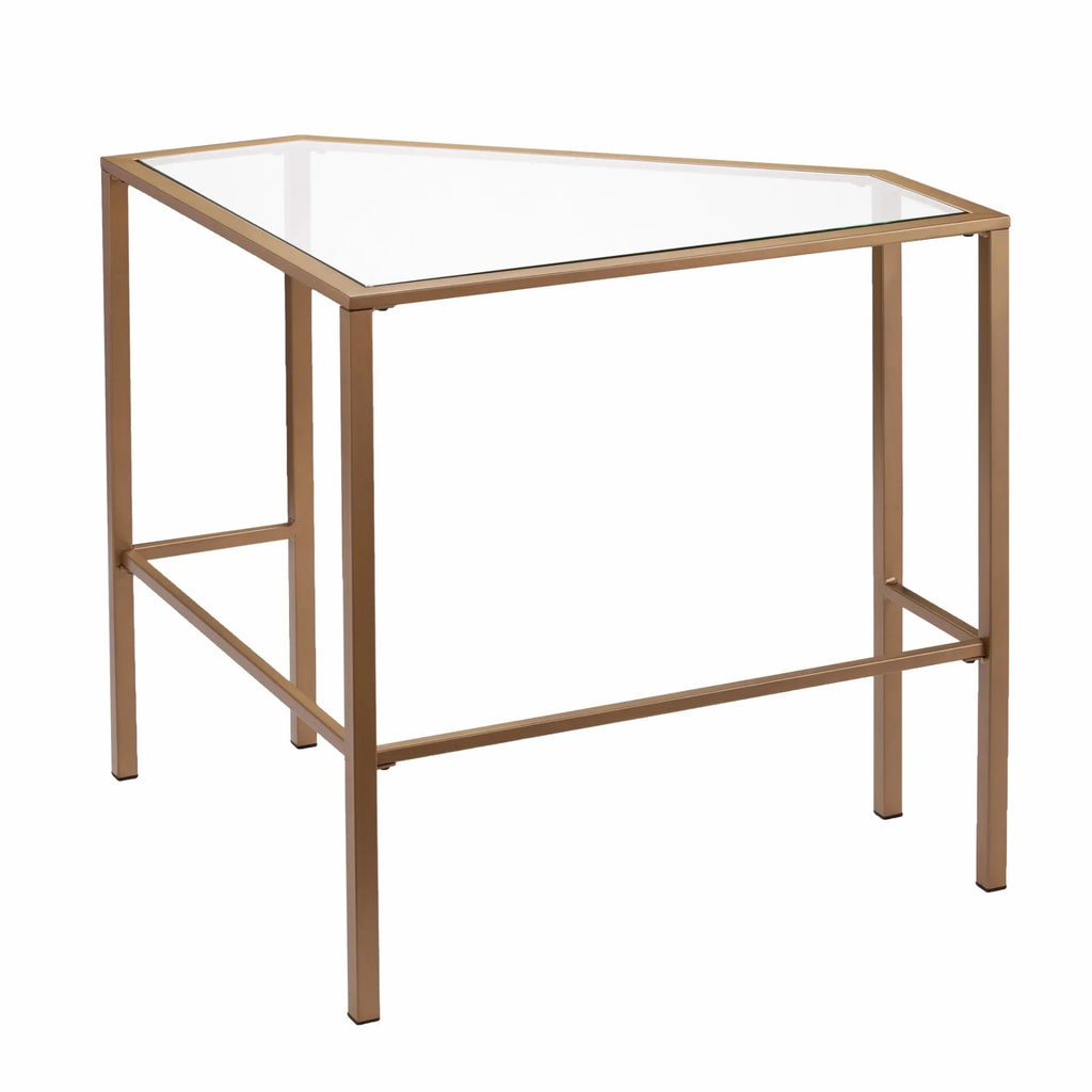 Soft Gold Metal & Glass Corner Desk G95107