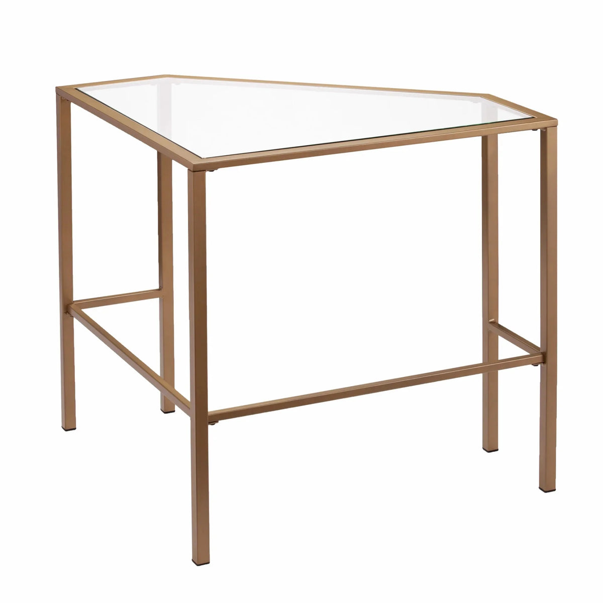 Soft Gold Metal & Glass Corner Desk G95107