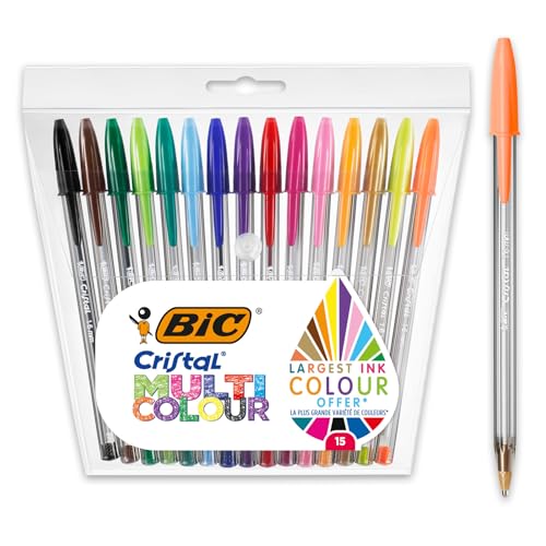 Multicolour Ballpoint Pens Wide Tip 1.6mm Pack Of 15 K964342