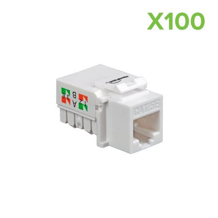 Cat5e Ethernet Keystone Adapter Right Angle White 100-Pack Y7856