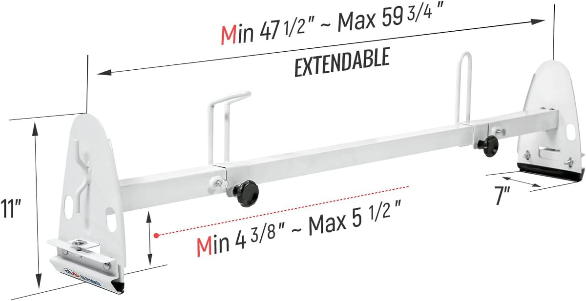 White Square 3 Bar Van Roof Racks with Ladder Stoppers U685573