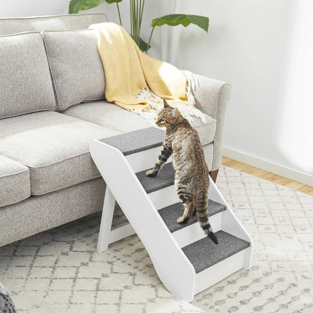 Foldable Wood Carpeted Pet Stairs Q81804