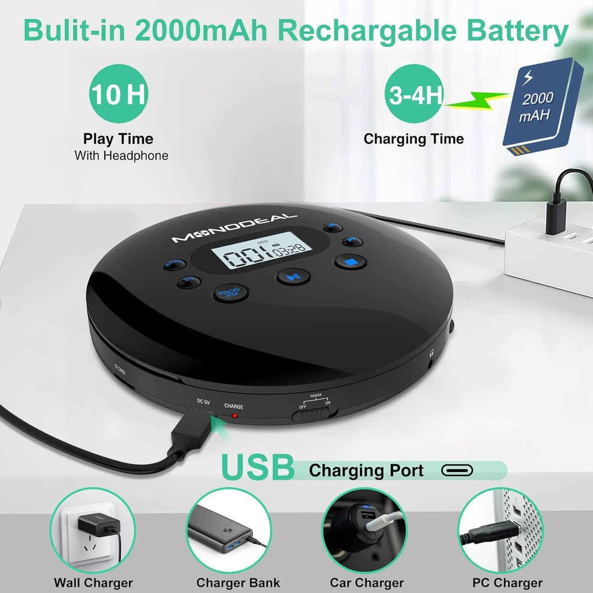 Portable CD Player with FM Transmitter E834383