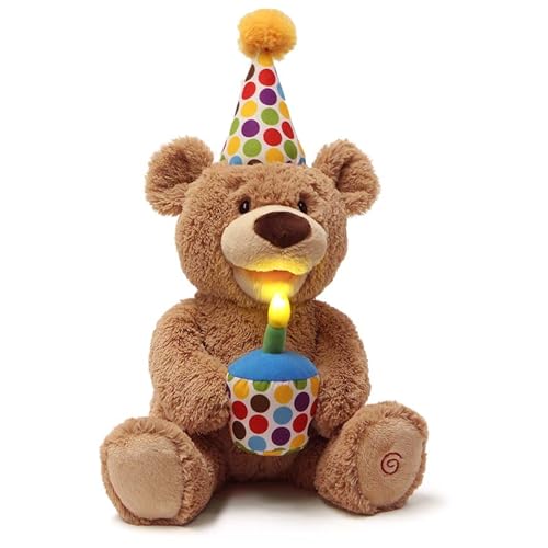 Glow-in-The-Dark Singing Stuffed Animal Plush Toy, Brown, 10” W812