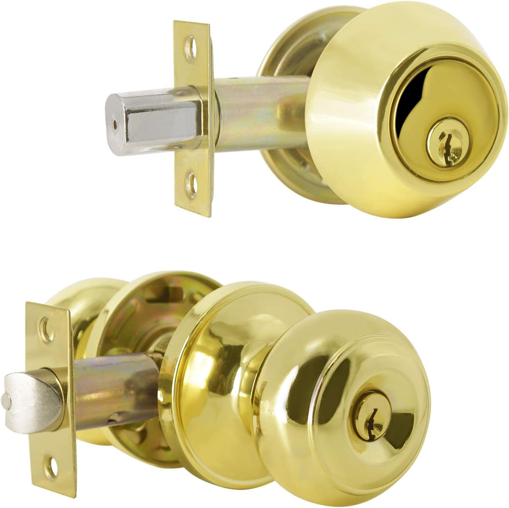 Oil Rubbed Bronze Entry Door Knob Lock Set with Single Cylinder Deadbolt, 3 Pack O155