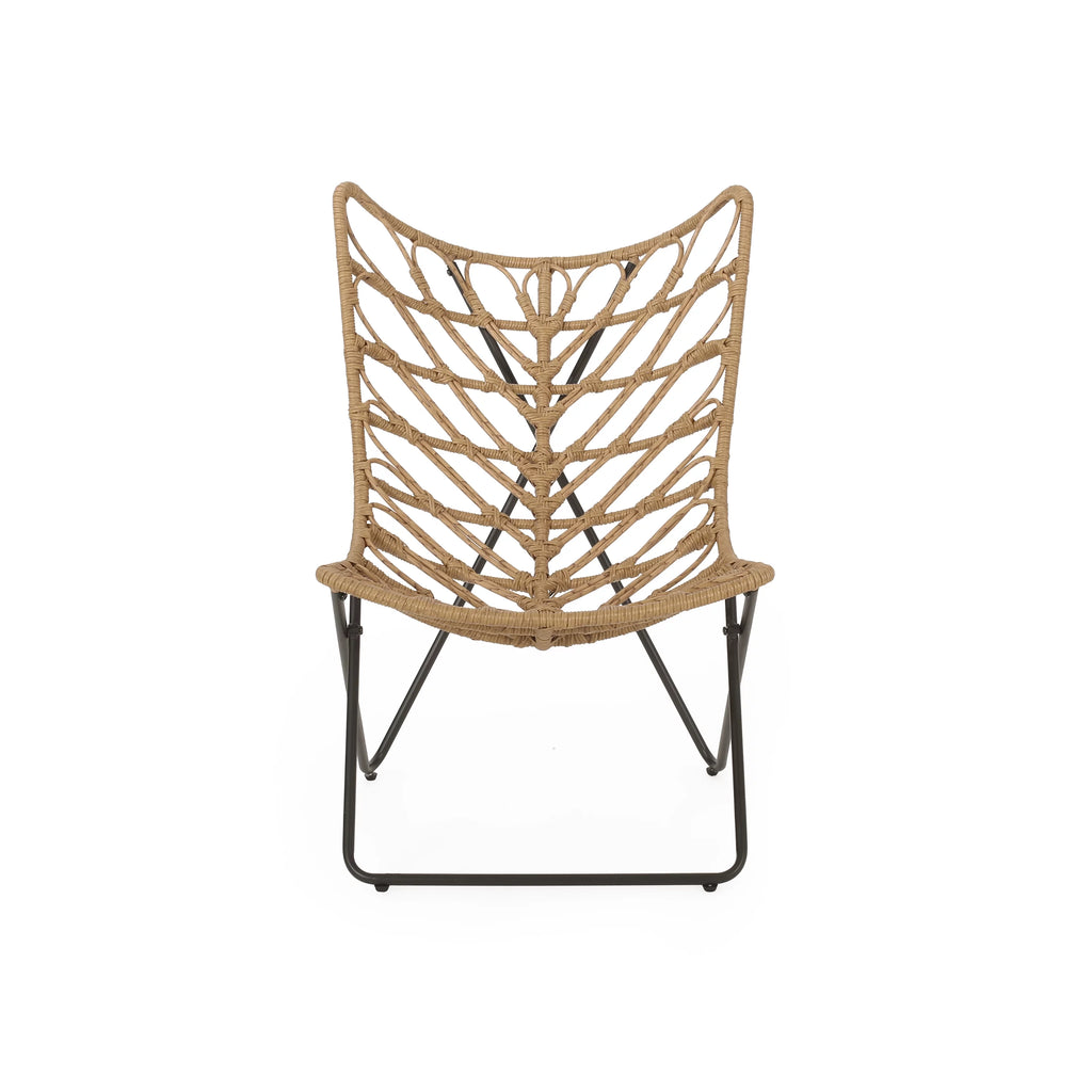 Light Brown and Black Wicker Accent Chairs Set of 2 R7273