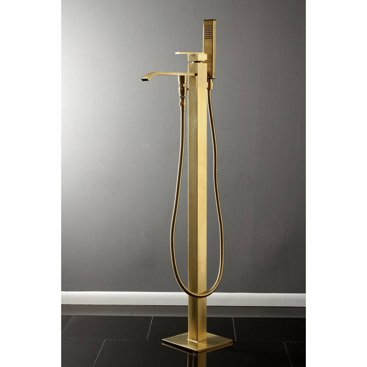 Brushed Brass Freestanding Tub Faucet with Hand Shower Q484618