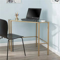 Soft Gold Metal & Glass Corner Desk G95107