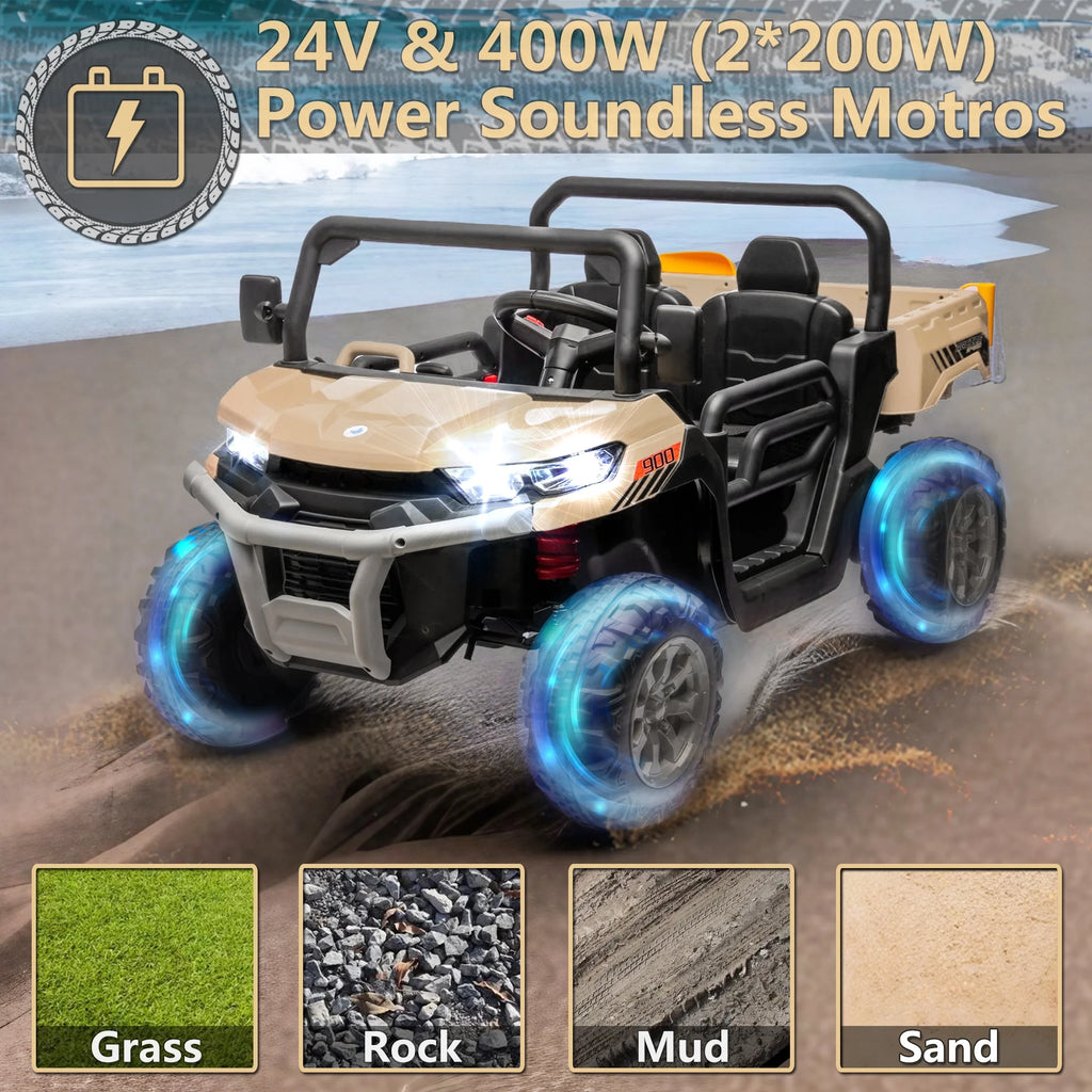 Yellow 2 Seater Kids Ride on Truck with Dump Bed and Remote Control V961