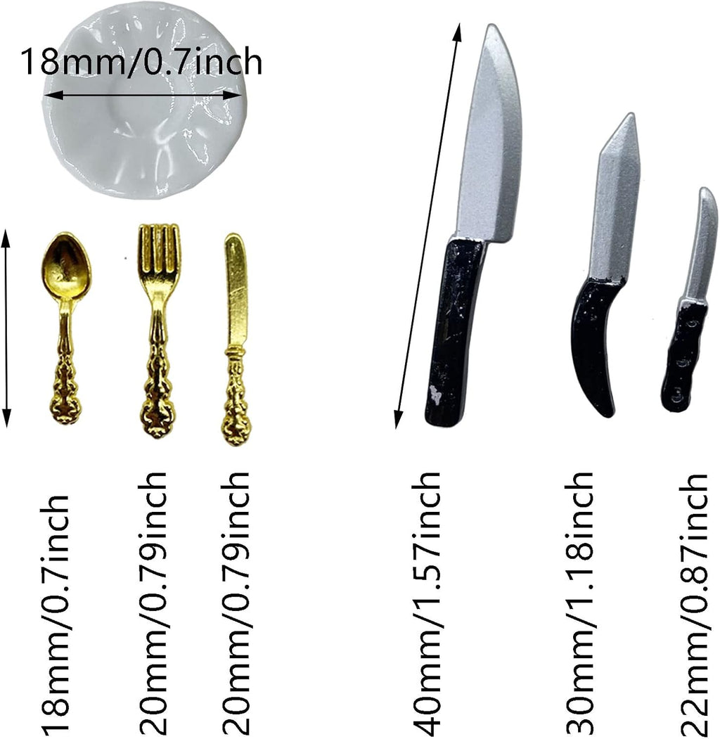 Miniature Kitchen Cookware Accessories Mini Pot Dish Knife Fork Q518