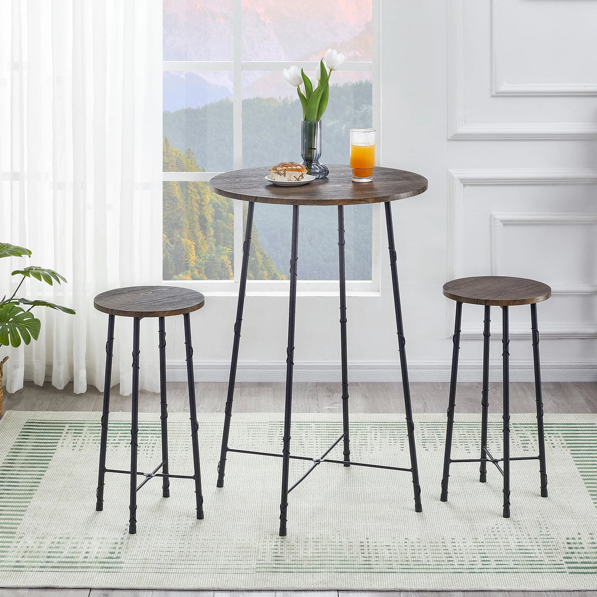 3-Piece Bar Table Set with 2 Stools V41684