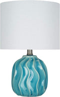 Small Textured Ceramic Accent Table Lamp with Linen Shade J9094