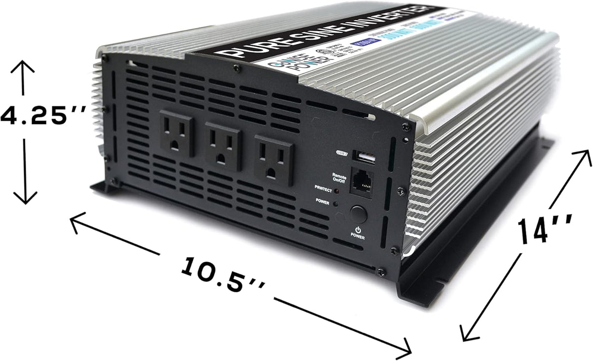 3000W Continuous 6000W Surge Peak Pure Sine Wave Inverter with Starter Cables and 4 Output Sockets X726