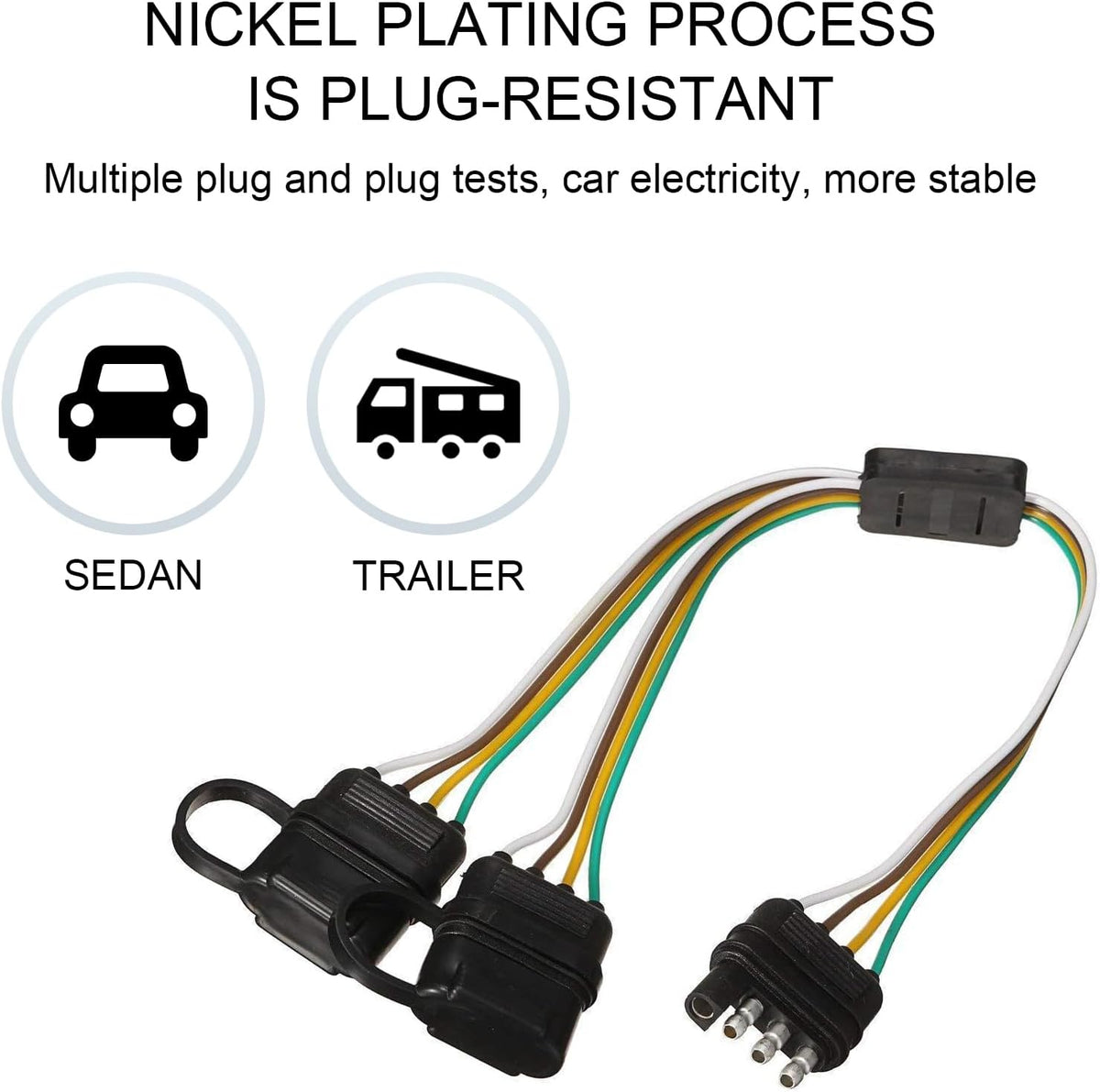 17.7" 4 Pin Flat Plug Y-Type Splitter Wiring Harness with Dust Cover G14646