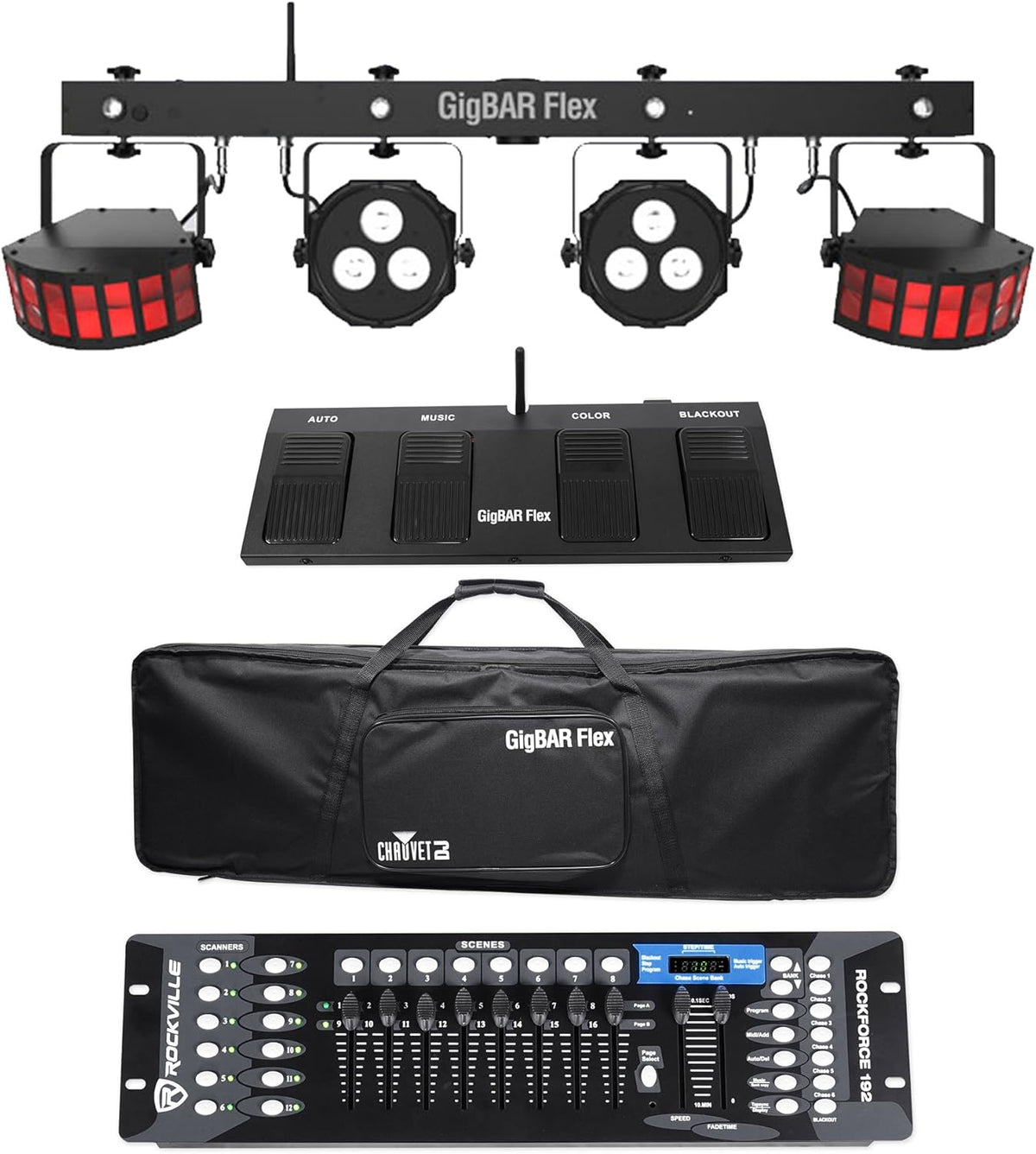 GigBAR Flex Lighting System with Derby Par Lights Footswitch Controller U3158