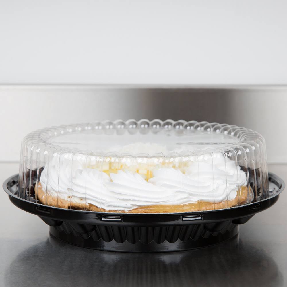 9x22 Black Pie Container with Clear High Dome Lid W29100