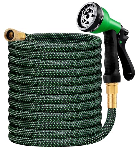 50ft Non Expandable Water Hose with 8 Watering Spray Nozzle N365