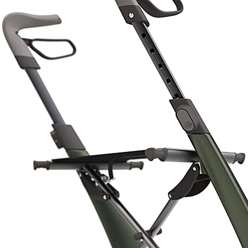 Carbon Overland All Terrain rollator with Big Pneumatic Wheels Foldable with seat Defender Green M7235