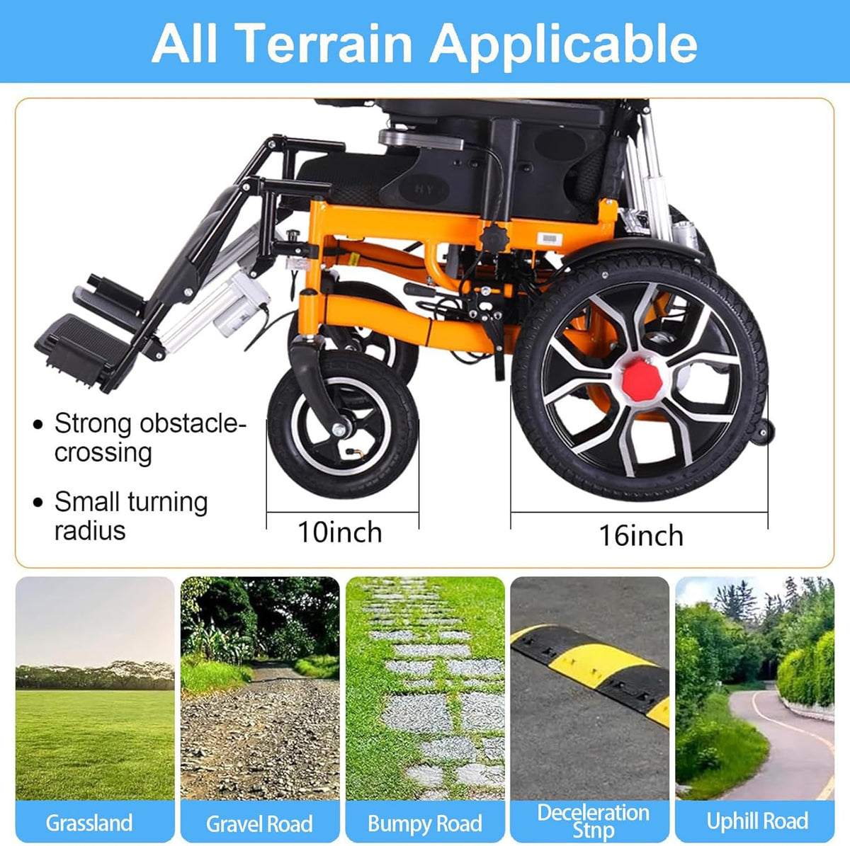 Reclining Foldable Electric Wheelchair with Adjustable Backrest and Pedal, 500W Motor, 20 Mile Range, 12AH Lithium Battery B2373