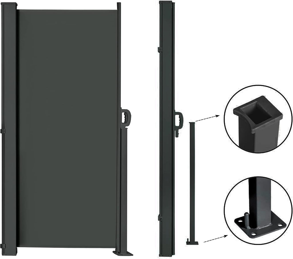 145" x 72" Retractable Side Awning, Waterproof & UV-Resistant Folding Privacy Screen Room Divider I7673