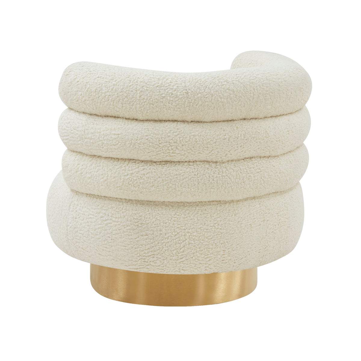 Cream Faux Shearling Swivel Chair with Gold Base M921523
