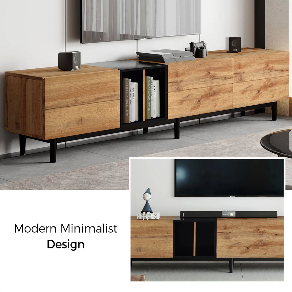 Mid-Century Modern TV Stand with 3 Doors B2737