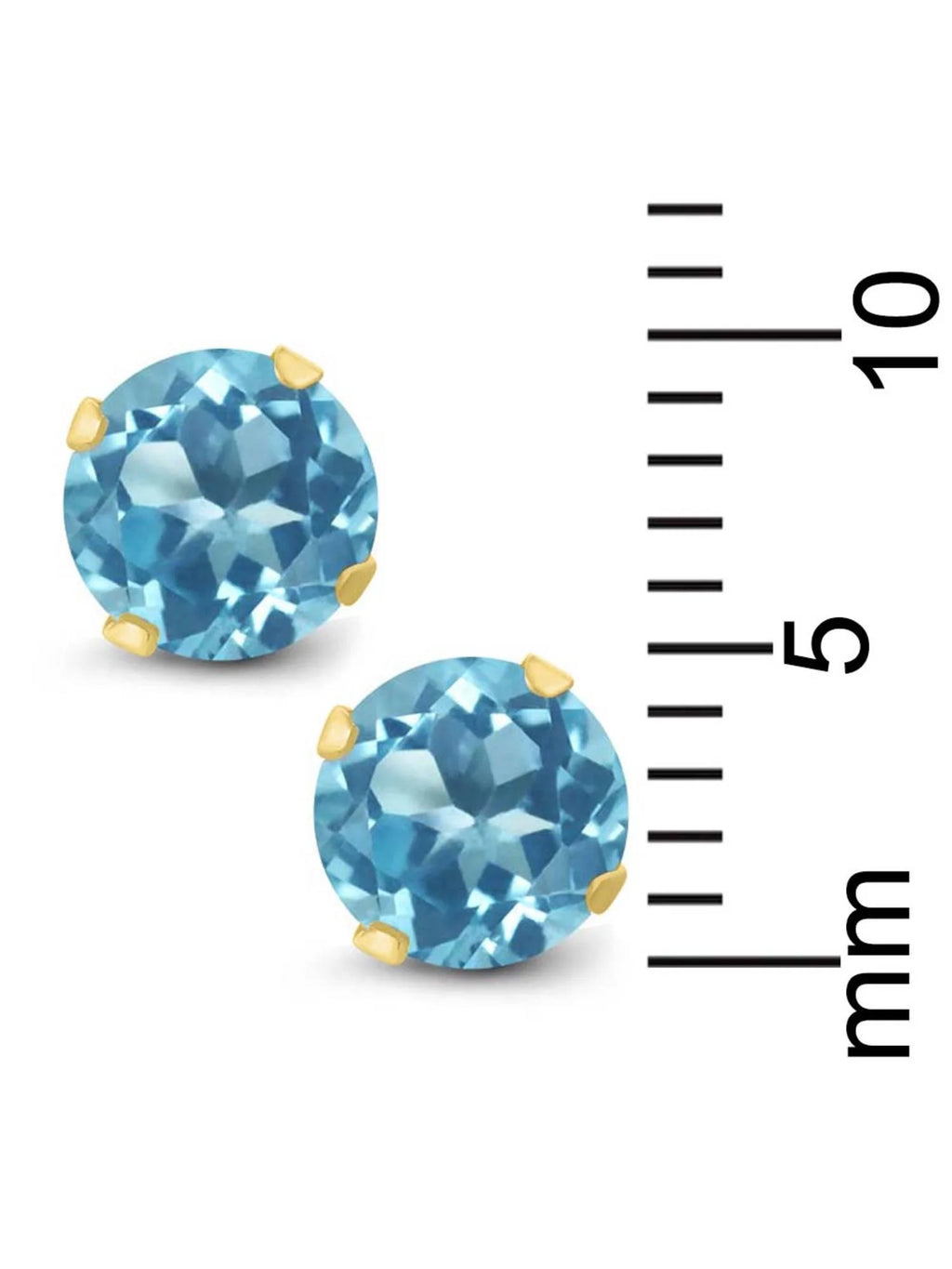 14K Yellow Gold Blue Topaz Stud Earrings U85538