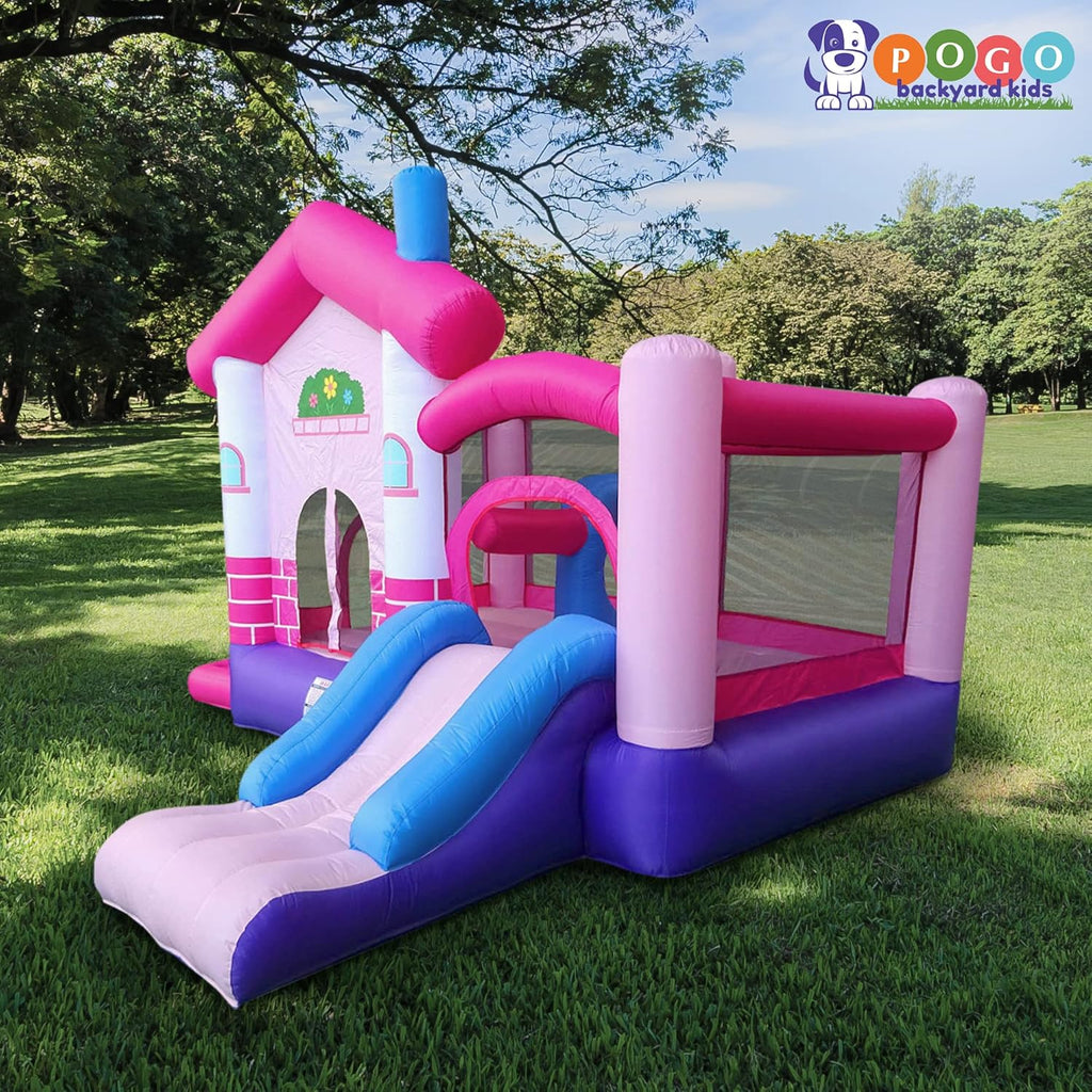 Pink Inflatable Bounce House with Slide, 12.5' x 10.5' Play Area, 7.9' Tall Z16314