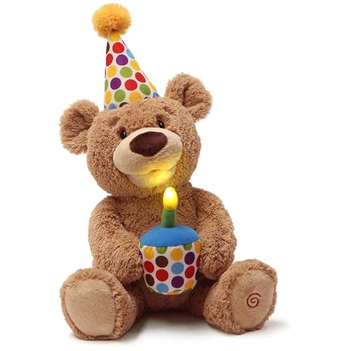 Glow-in-The-Dark Singing Stuffed Animal Plush Toy, Brown, 10” W812