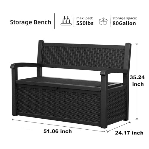 75 Gallon Black Storage Bench Deck Box C688